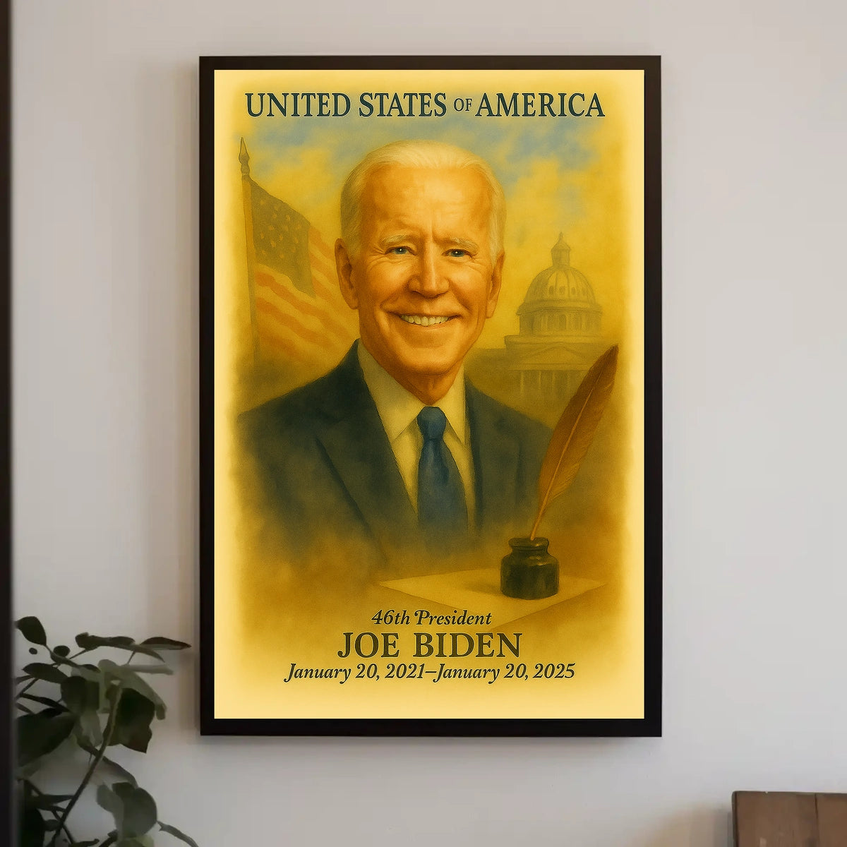 Joe Biden 46th President of the United States Vintage Watercolor Poster