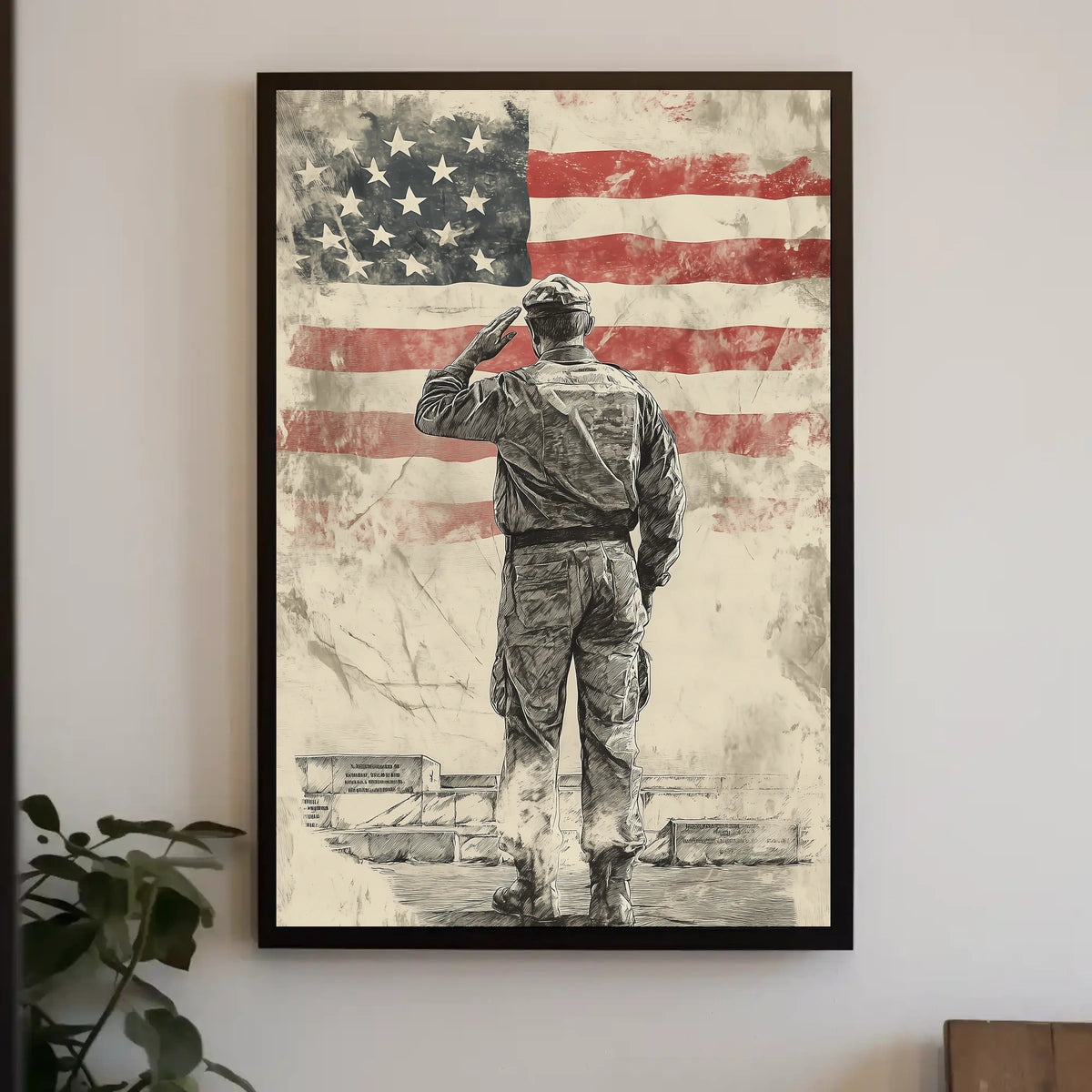 Honoring American Veteran Saluting Flag Scene Poster