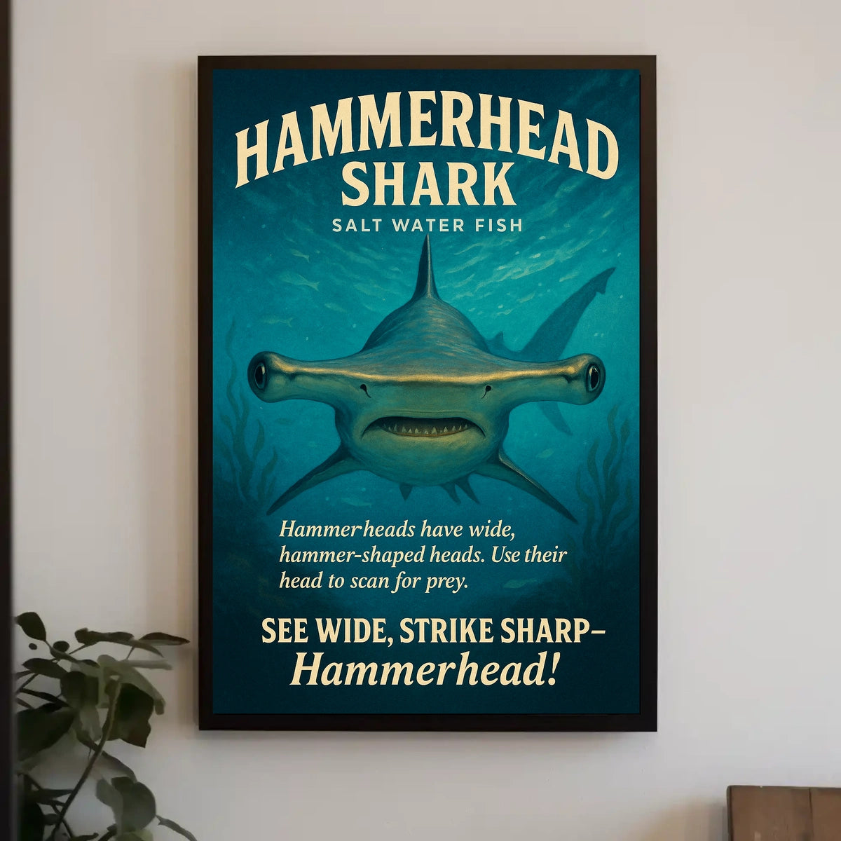 Hammerhead Shark Saltwater Predator Poster
