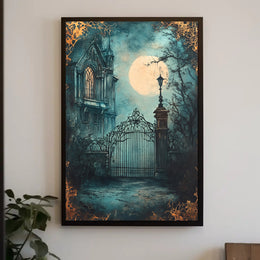 Moonlit Gothic Gate Poster