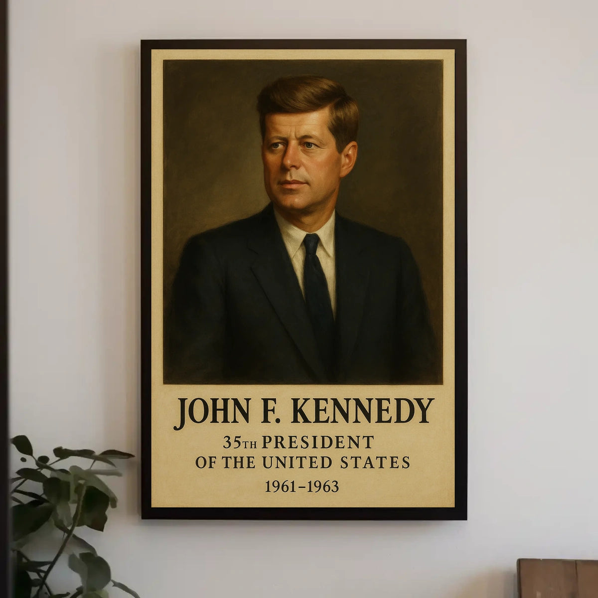 John F. Kennedy Portrait from 1960s Historical Presidential Poster