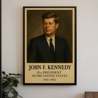 John F. Kennedy Portrait from 1960s Historical Presidential Poster