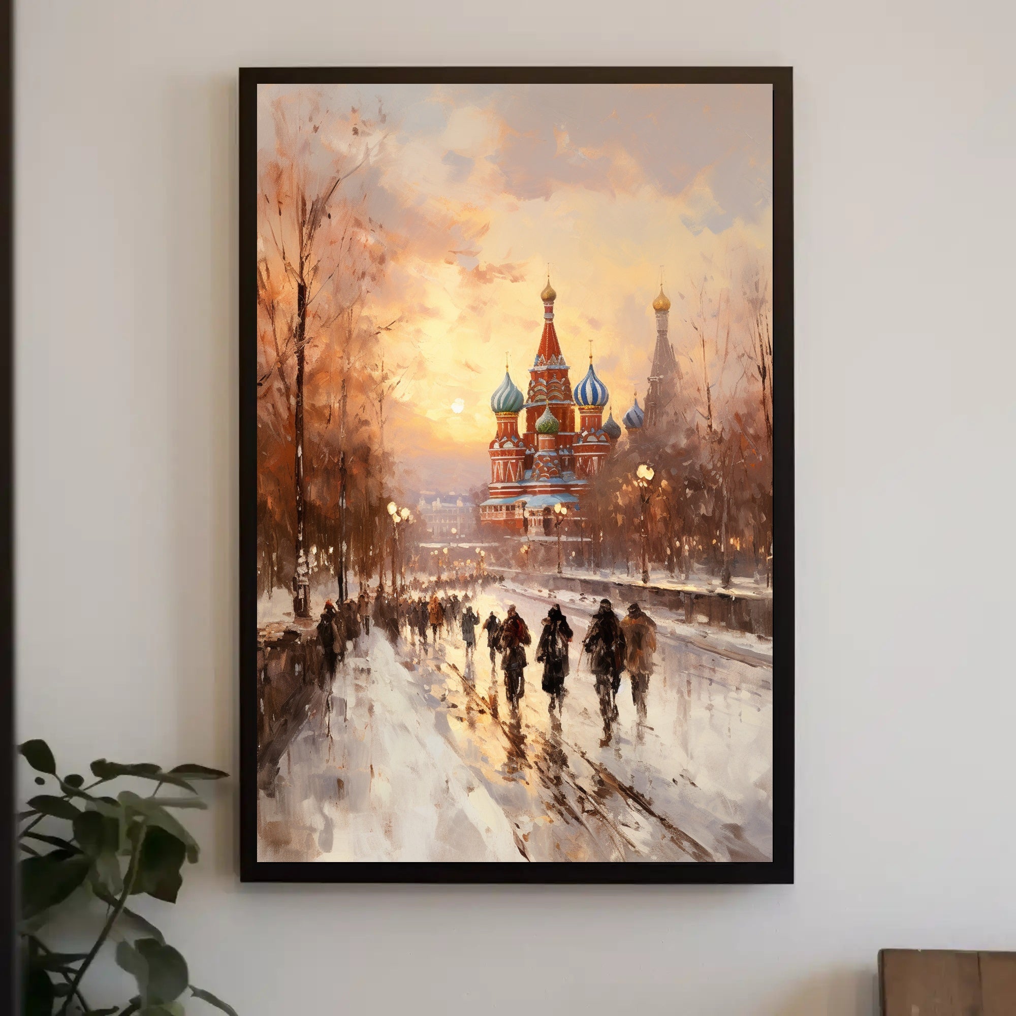 Winter Stroll By St. BasilS Cathedral Poster