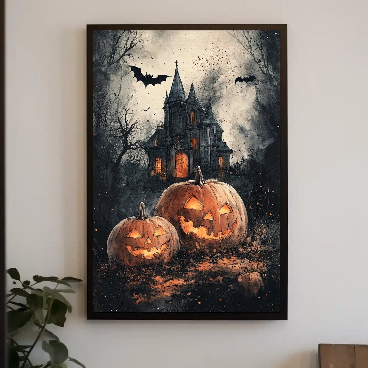 Spooky Gothic Mansion Halloween Scene - Cultural Poster