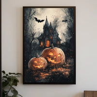 Spooky Gothic Mansion Halloween Scene - Cultural Poster