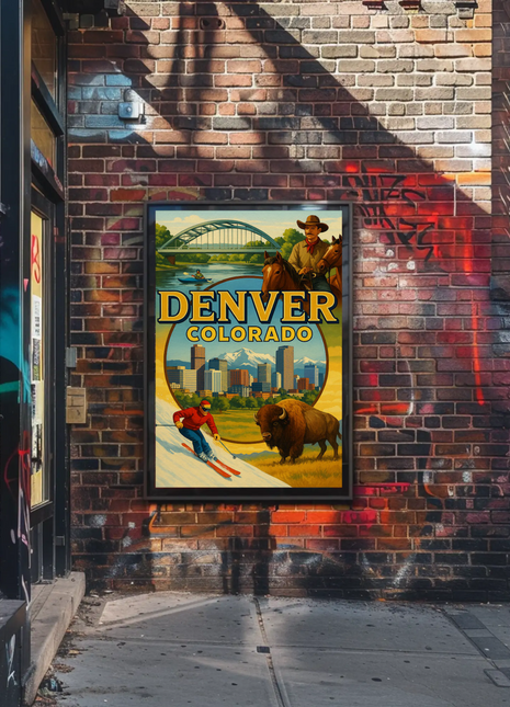 Denver Colorado Ski Rodeo Skyline Travel Poster