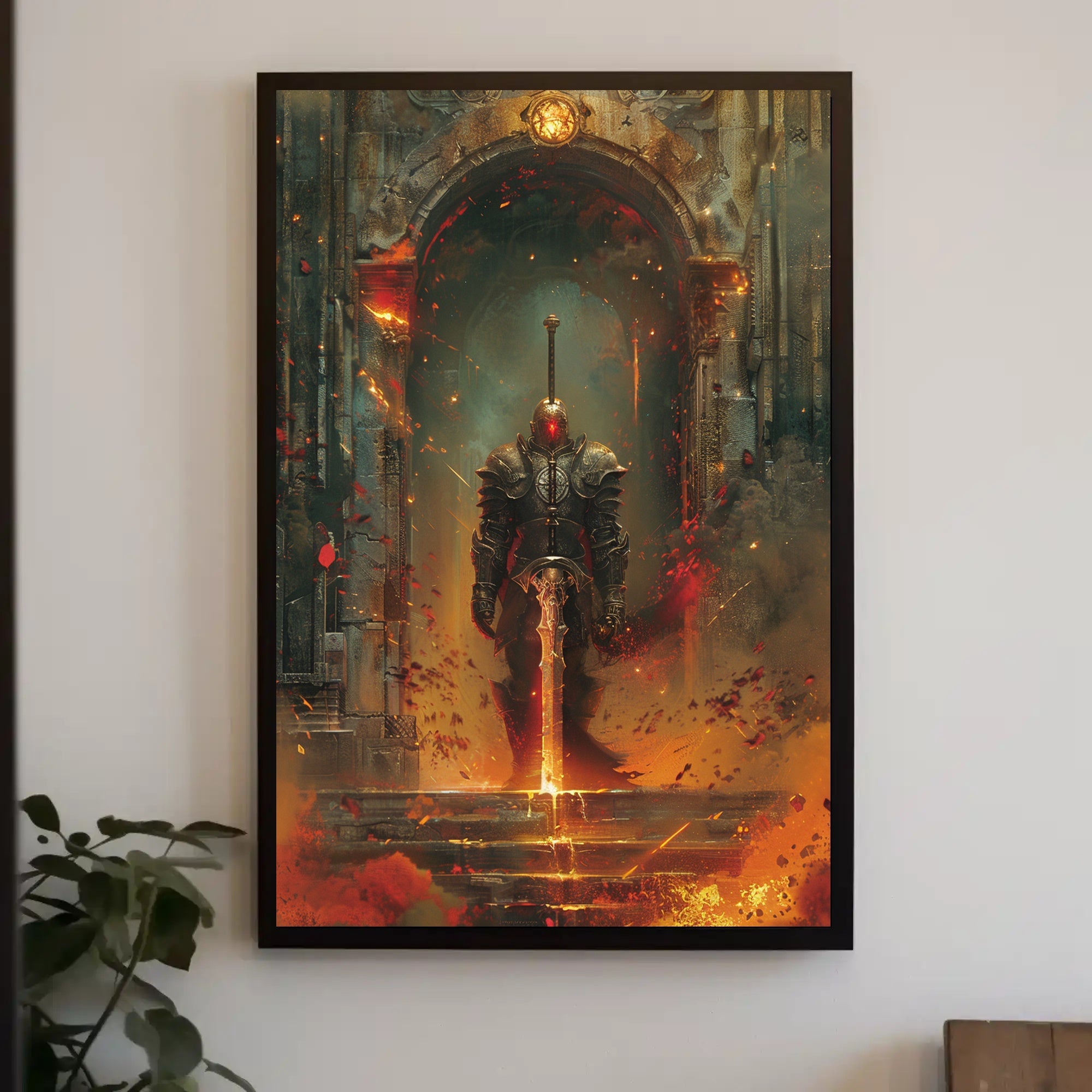 Epic Knight at Ruins in Fantasy or Mythology Poster PosterGoat