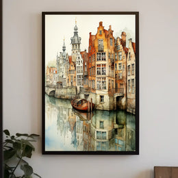 Renaissance Europe scene: Picturesque canal cultural heritage poster