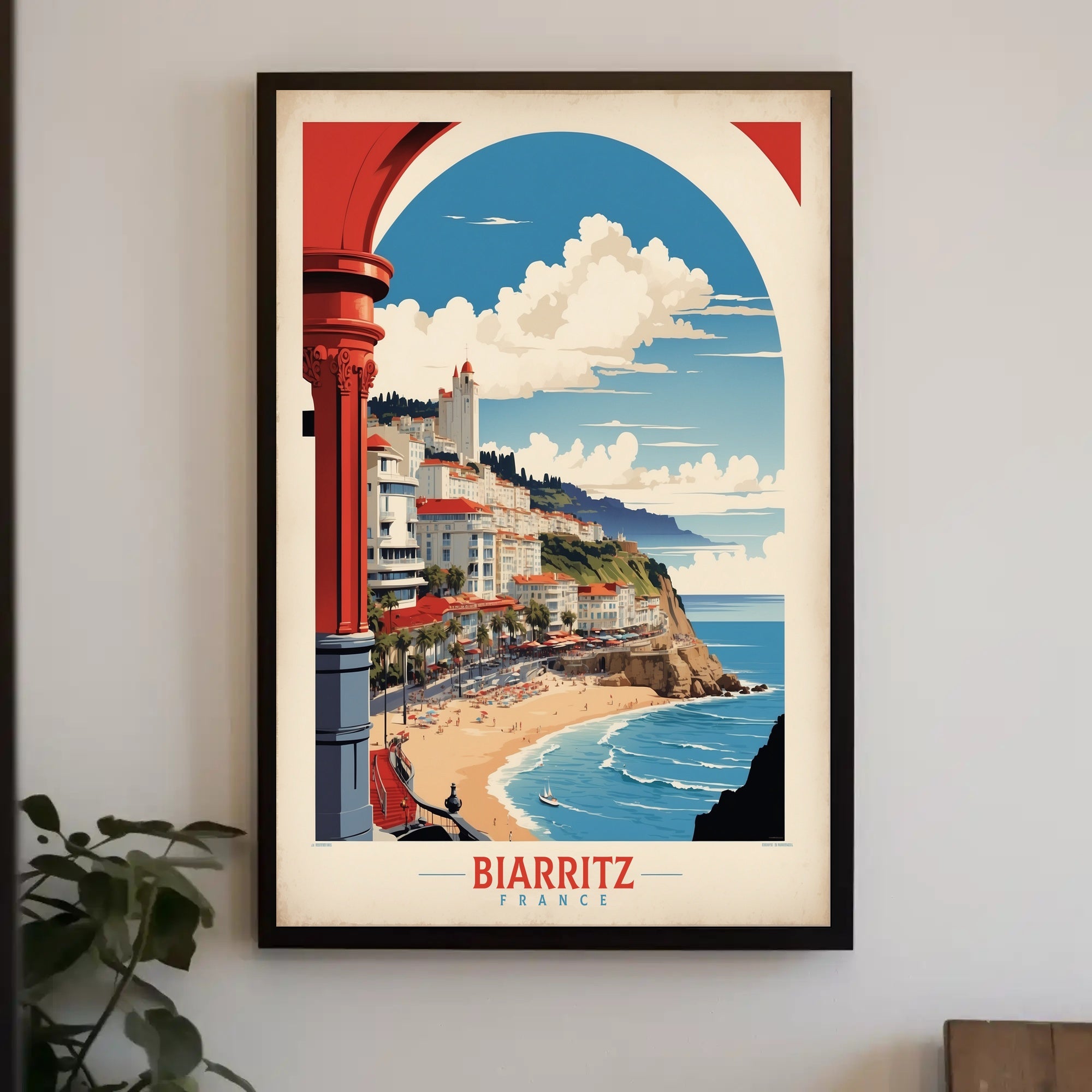 Biarritz Scenic Beachside Vintage Travel Poster