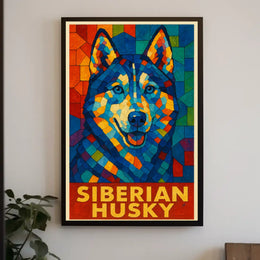 Siberian Husky Mosaic Art Poster