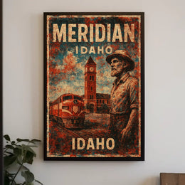 Meridian Idaho Nostalgic Scenic Travel Wanderlust Poster