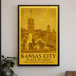 Kansas City Plaza In Gold Poster
