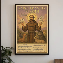 Saint Francis with Animals Peaceful Spiritual Historical Poster