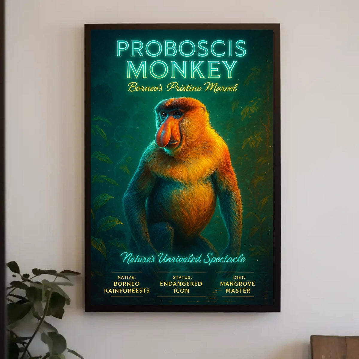 Proboscis Monkey Borneos Pristine Marvel Poster