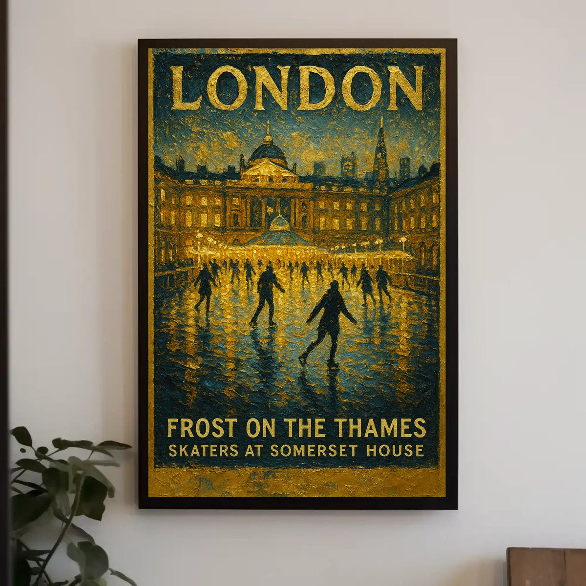 Frost On The Thames Skaters At Poster