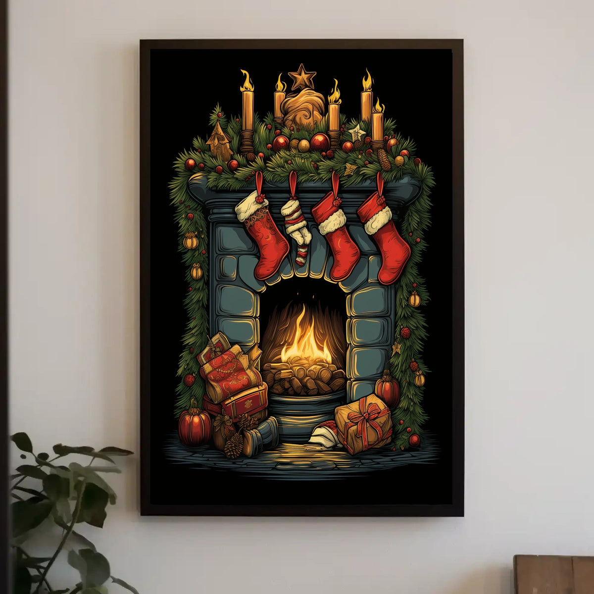 Cozy Christmas Hearth Poster