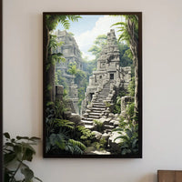Ancient Stone Temple in Jungle Cultural or Heritage Poster