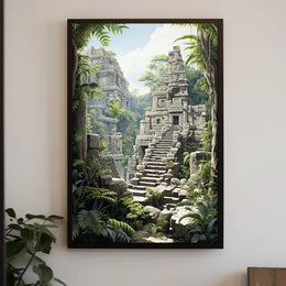 Ancient Stone Temple in Jungle Cultural or Heritage Poster