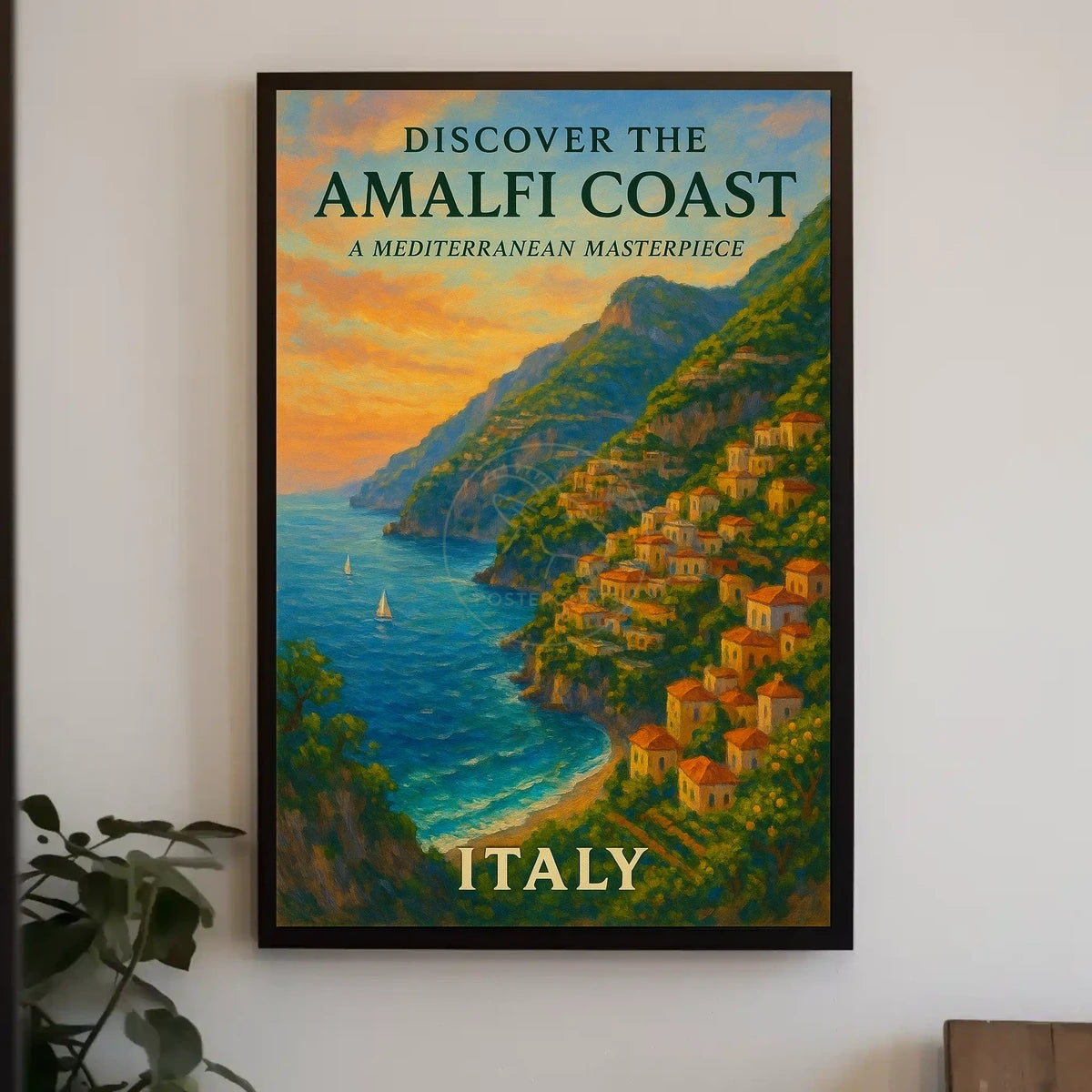 Amalfi Coast Sunset: Romantic Travel Poster