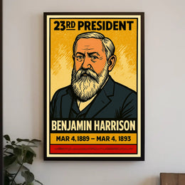 Benjamin Harrison 23rd President of the United States Inked Comic Style Poster