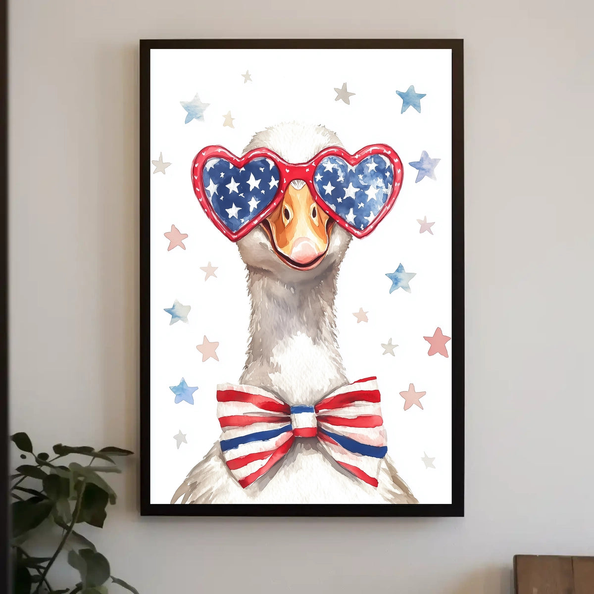 Goose With American Flag Sunglasses Illustration Poster