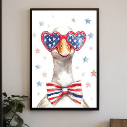 Goose With American Flag Sunglasses Illustration Poster