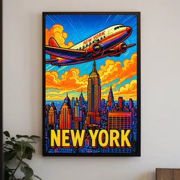 New York City Skyline Retro Poster PosterGoat