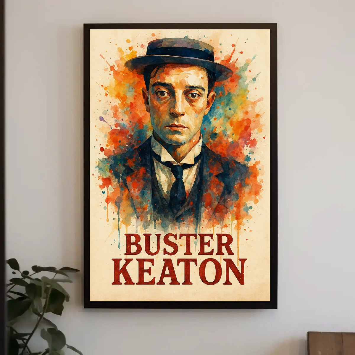 Buster Keaton Vintage Watercolor Art Poster Print