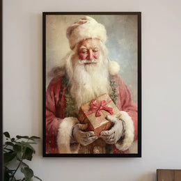 Santa Claus With A Gift Poster