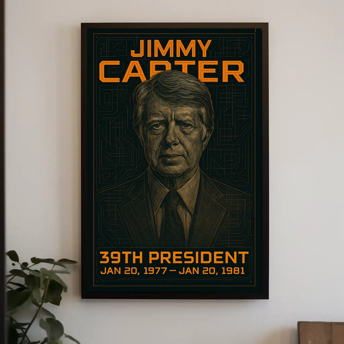 Jimmy Carter 39th President of the United States Techno Schematic Poster