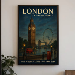 London's Iconic Landmarks Vintage Travel Poster Art