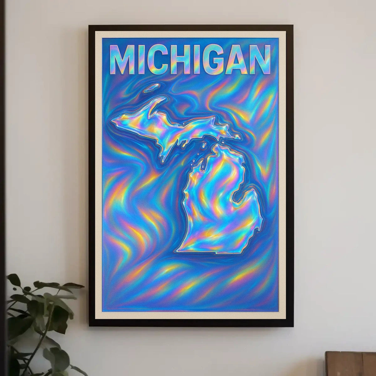 Michigan Holographic Map Poster