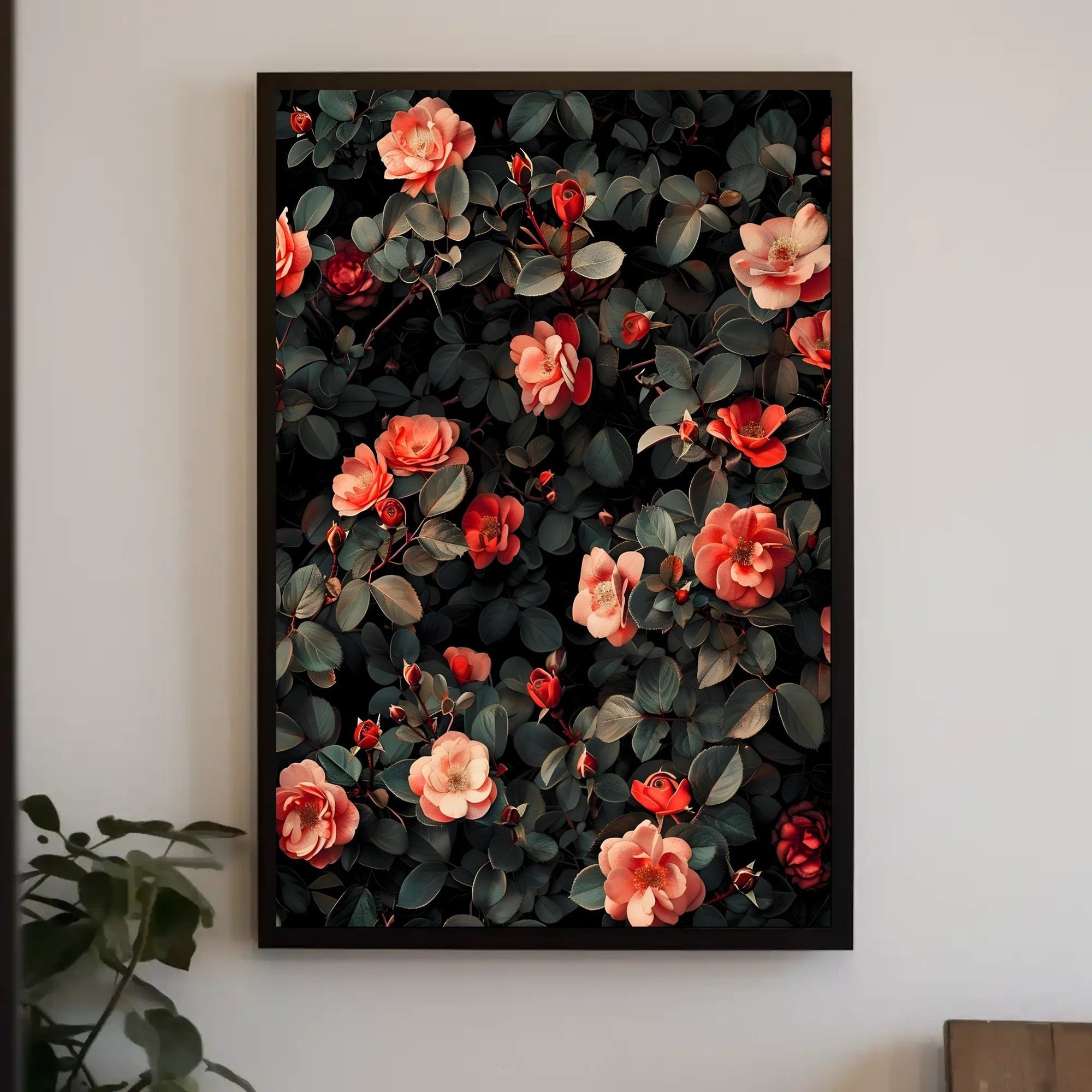 Floral Elegance: Romantic Roses Botanical Artistic Poster
