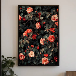 Floral Elegance: Romantic Roses Botanical Artistic Poster