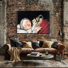 Sleeping Infant Amidst Historical Charm - Artistic Poster