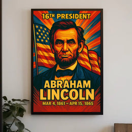 Abraham Lincoln 16th President of the United States Colorful Comic Book Style Poster