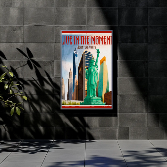 New York Statue Liberty Skyline Adventure Poster Print