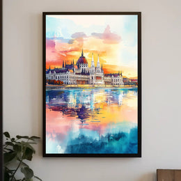 Hungary Budapest Parliament Building River View Poster