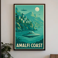 Amalfi Coast Futuristic Fantasy Poster