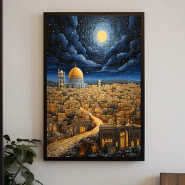Stylized Middle Eastern Dome Cityscape Cultural Heritage Poster