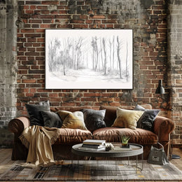 Tranquil Winter Forest Pencil Sketch Art Poster