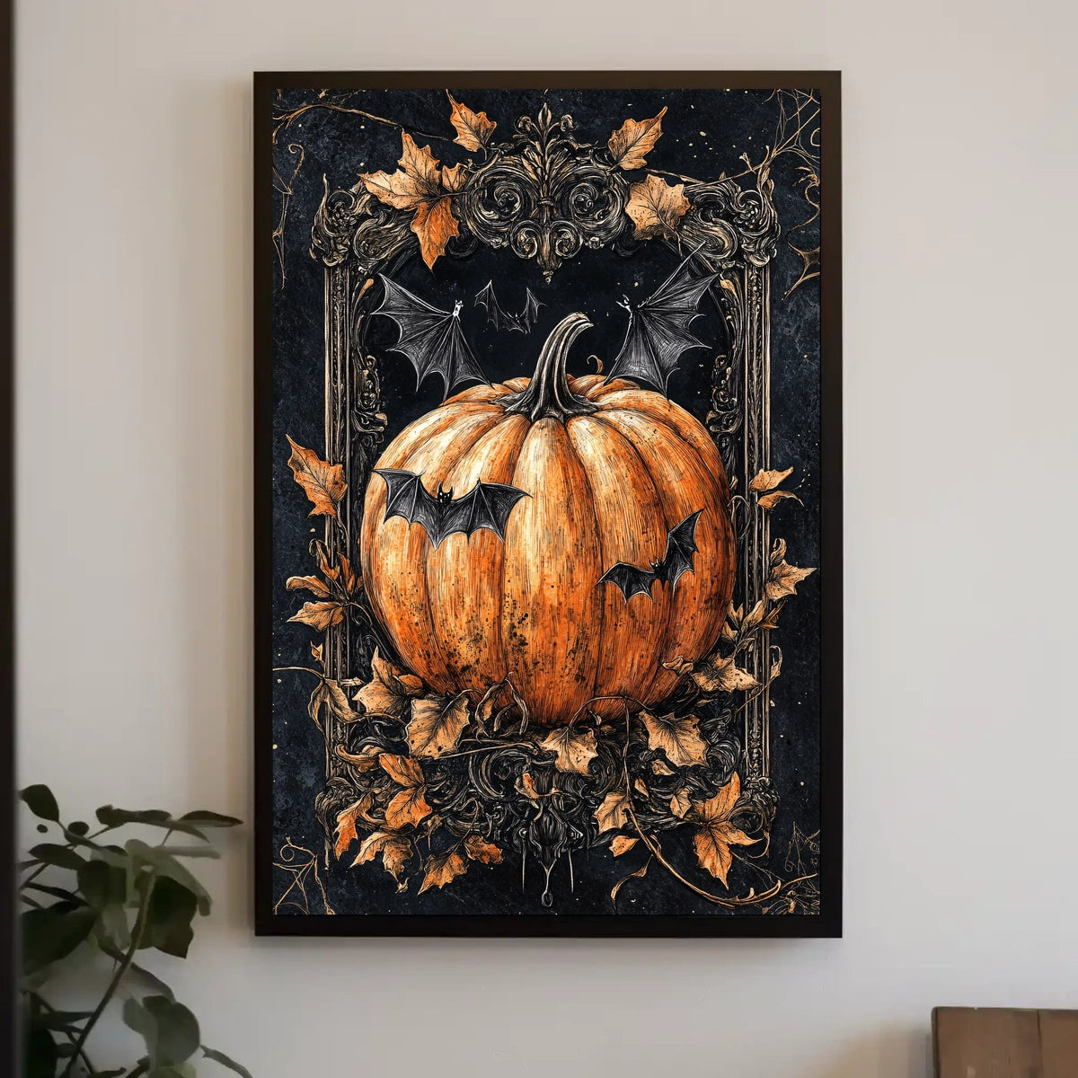 Halloween Pumpkin and Bats Design - Cultural or Heritage Poster