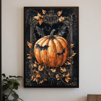Halloween Pumpkin and Bats Design - Cultural or Heritage Poster