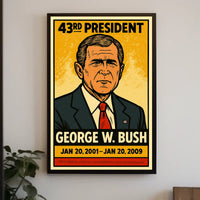 George W. Bush 43rd President of the United States Inked Comic Style Poster