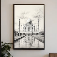 Taj Mahal Monochrome Artistic Cultural or Heritage Poster