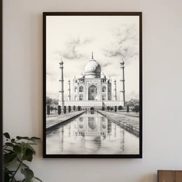 Taj Mahal Monochrome Artistic Cultural or Heritage Poster