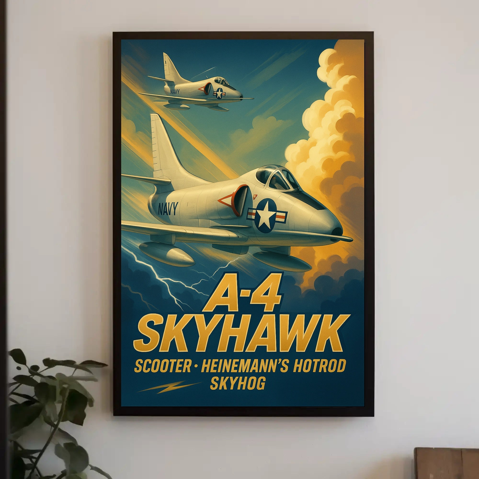 Skyhawk Jets Soaring Through Dramatic Sky Military Poster