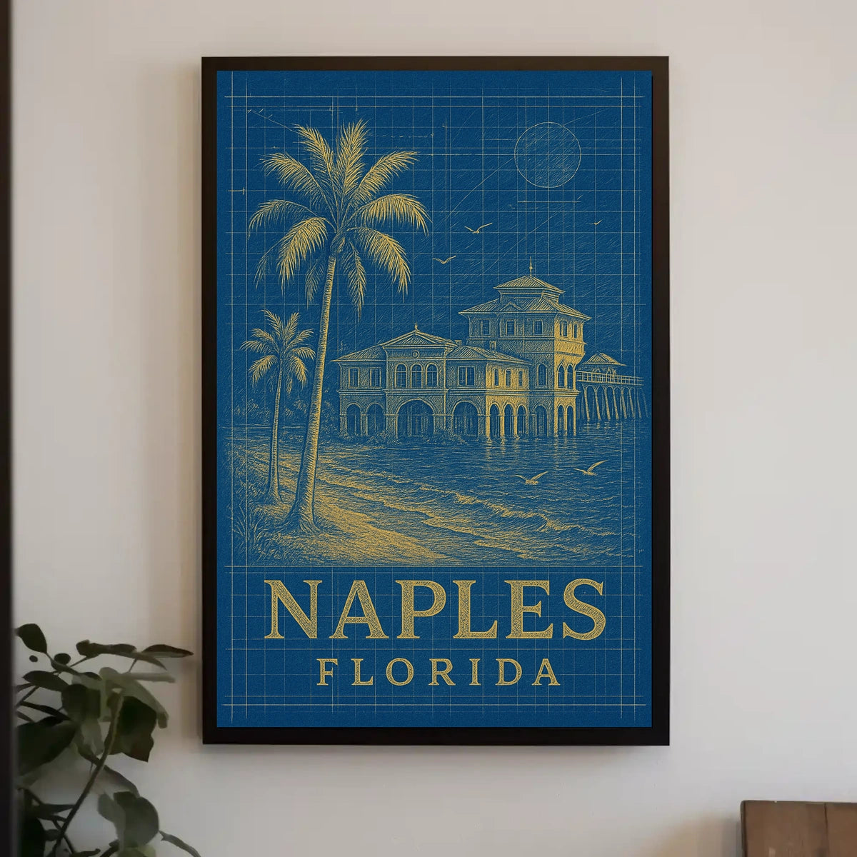 Naples Florida Poster Palm Trees Beach Vibe Wall Art