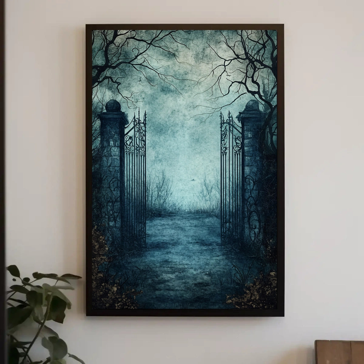 Gothic Iron Gate at Abandoned Graveyard Artistic Poster