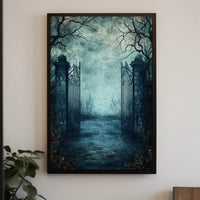 Gothic Iron Gate at Abandoned Graveyard Artistic Poster